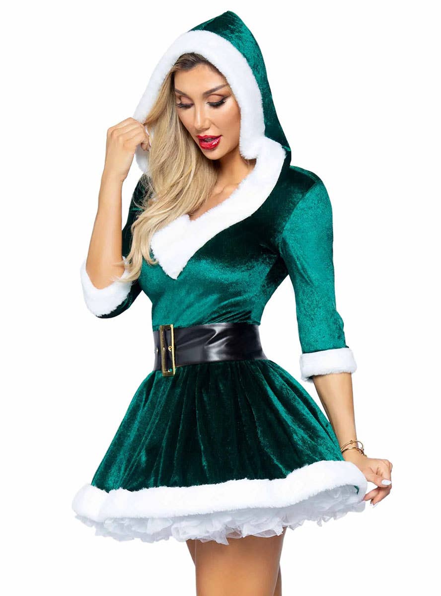 Sexy Green Velvet Santa Women's Christmas Costume Image 5