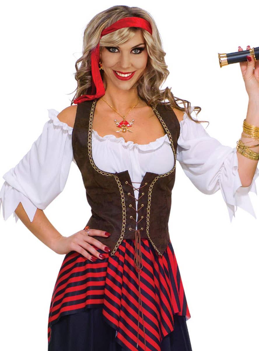 Image of High Seas Pirate Women's Dress Up Costume - Close Up Image