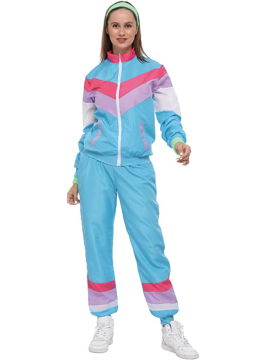 Image of Bodacious Blue 1980s Women's Shell Suit Costume - Alternate Image