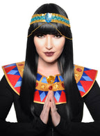 Image of Long Black Heat Resistant Women's Cleopatra Wig with Fringe - Front Image