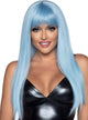 Image of Periwinkle Blue Women's Long Straight Costume Wig with Fringe - Front View
