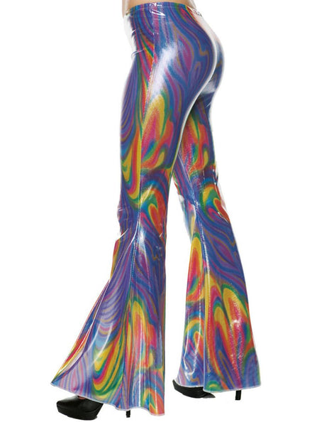 70's Disco Women's Rainbow Metallic Flared Costume Pants