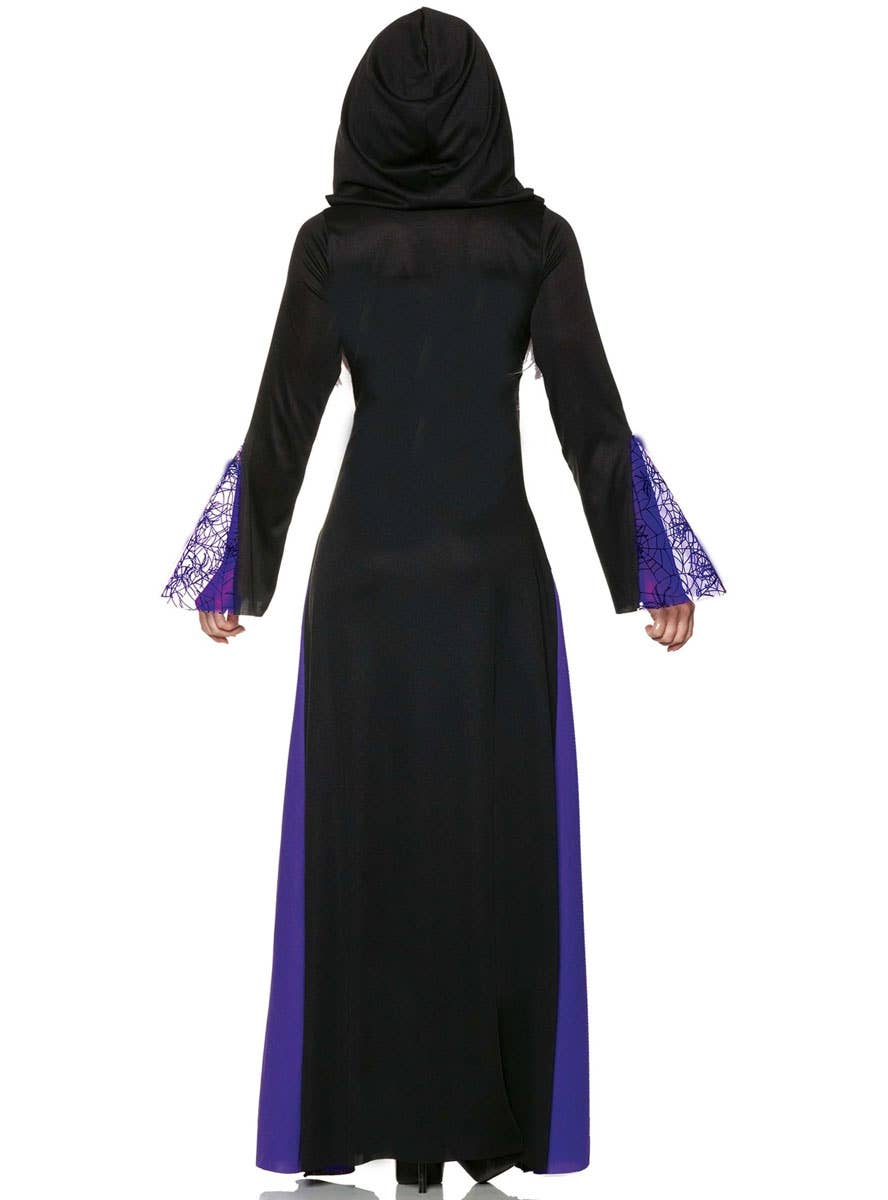 Image of Mystical Purple and Black Witch Womens Halloween Costume - Back View