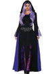 Image of Mystical Purple and Black Witch Womens Halloween Costume - Front View