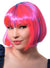 Image of Neon Pink Women's Bob Costume Wig with Blue Streaks