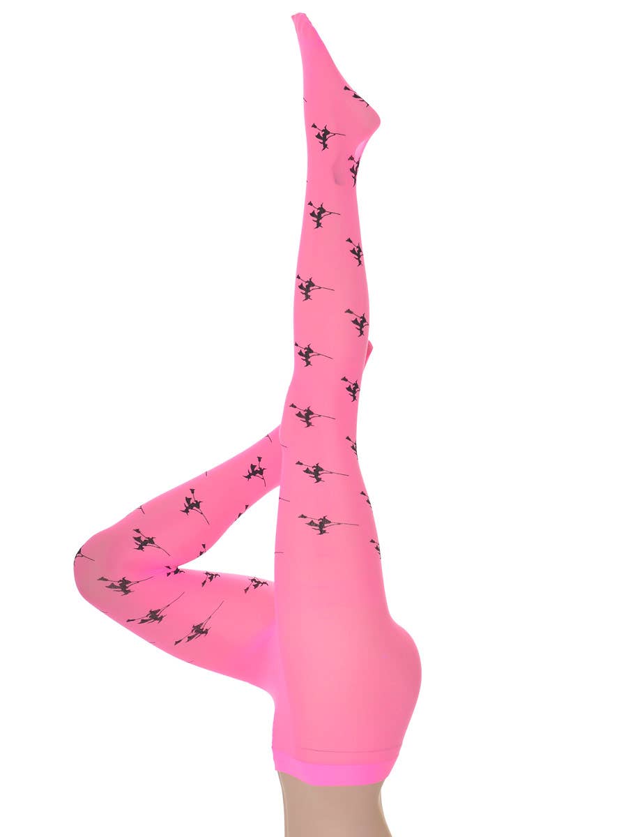 Image Of Neon Pink Witch Print Women's Costume Stockings