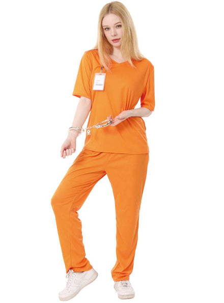 Image of Jailbird Women's Orange Prisoner Fancy Dress Costume - Main Image