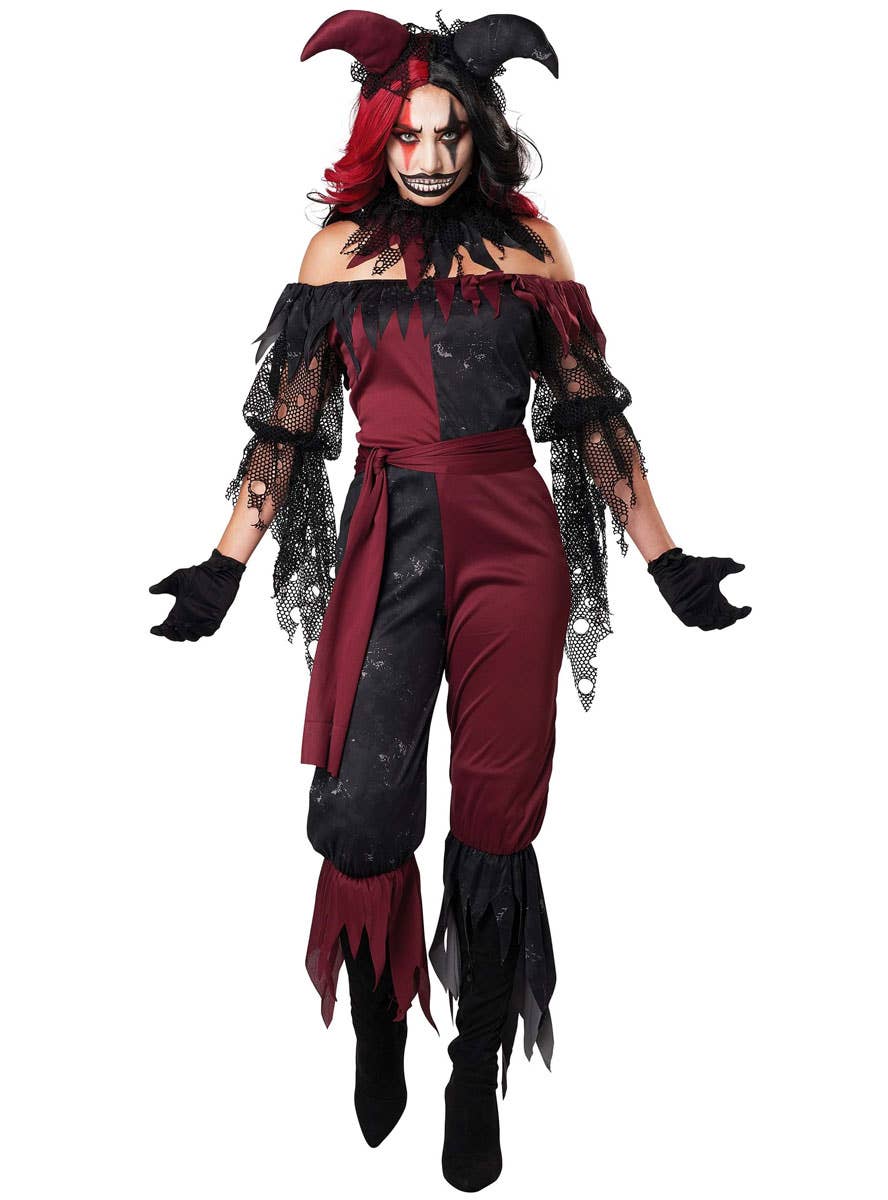 Image of Psycho Jester Womens Plus Size Halloween Costume