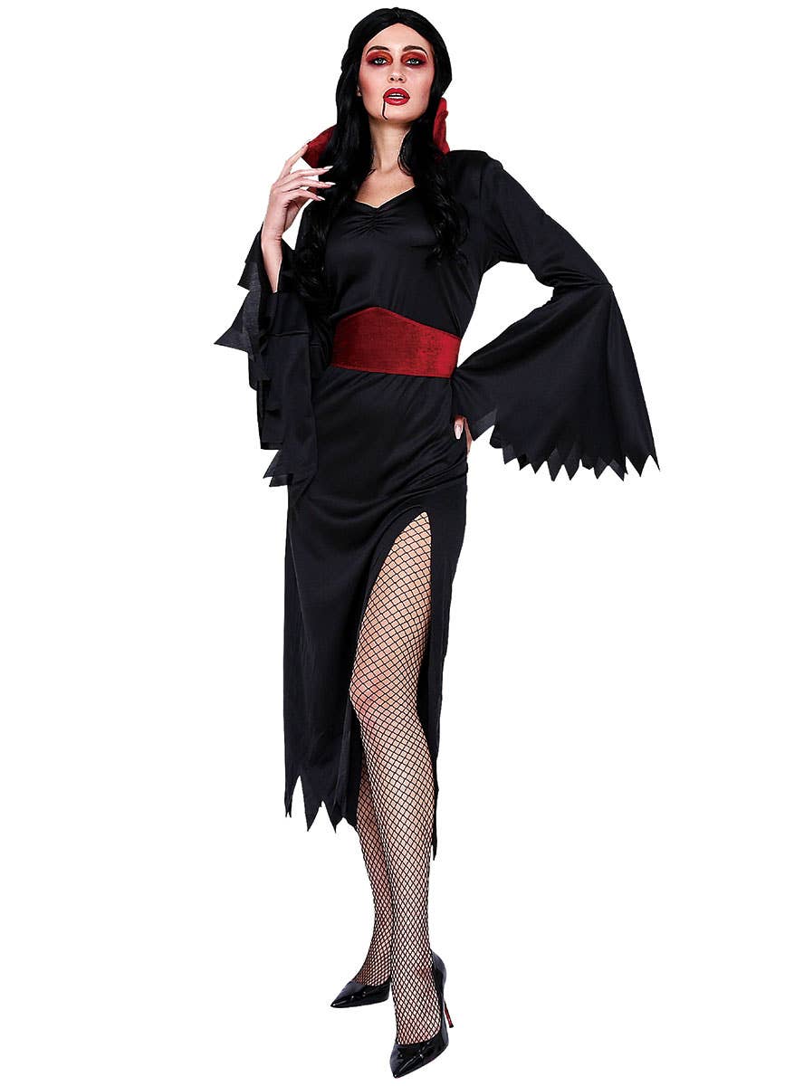 Women's Black and Red Sexy Vampire Mistress Halloween Costume - Alternate Image