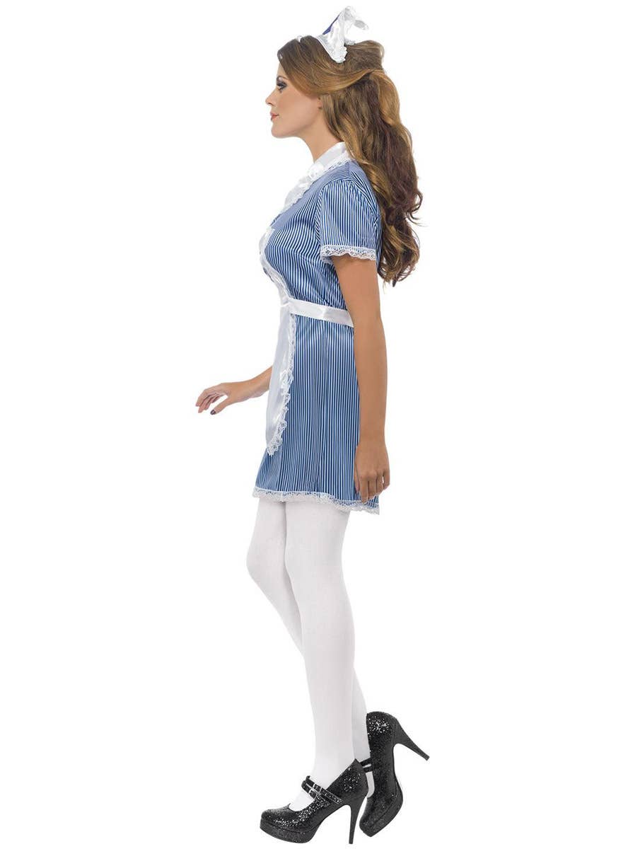 Image of Stripy Blue Naughty Nurse Women's Costume - Side View