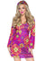 Pink 1960s Retro Fancy Dress Hippie Costume for Women - Main Image