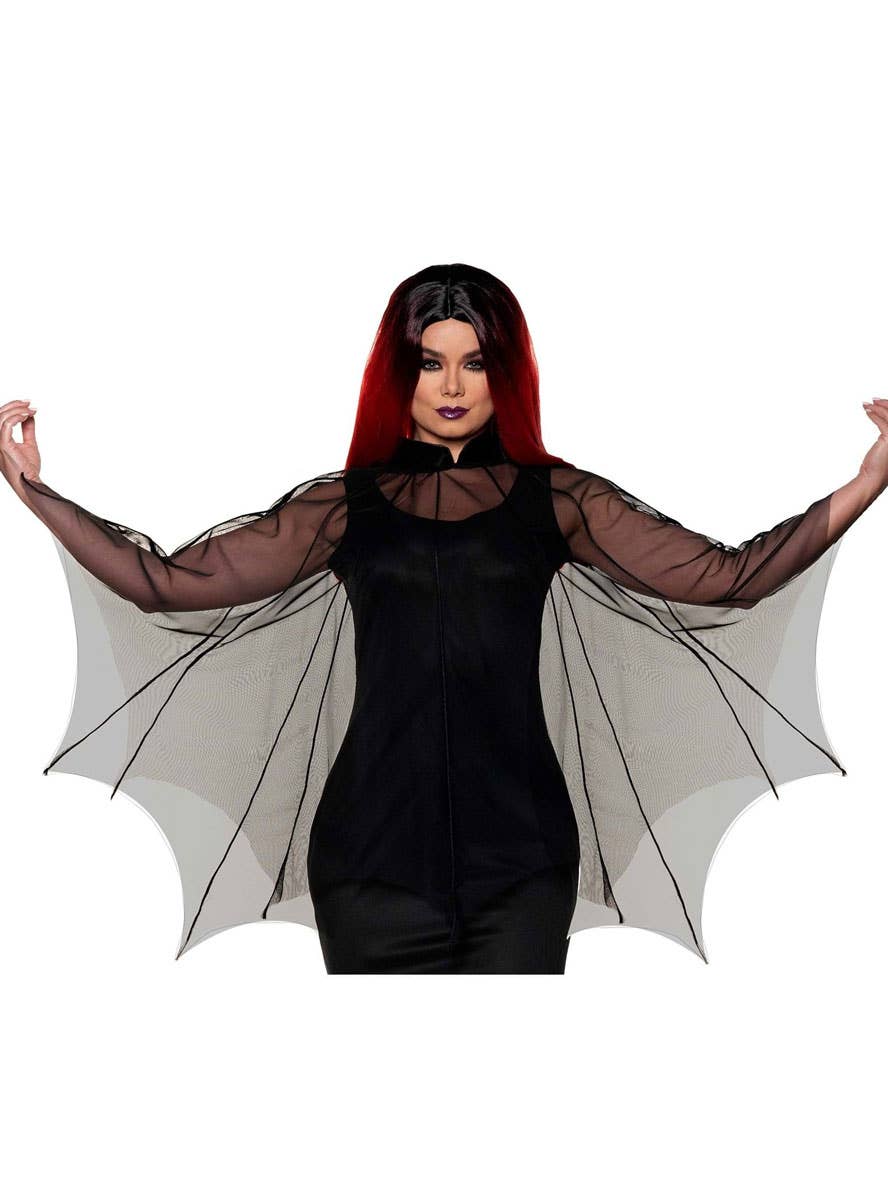 Image of Sheer Black Spiderweb Womens Halloween Costume Poncho