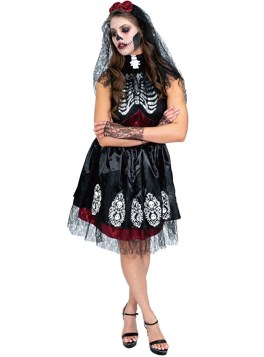 Womens Sugar Skull Day of the Dead Costume - Alternate Image