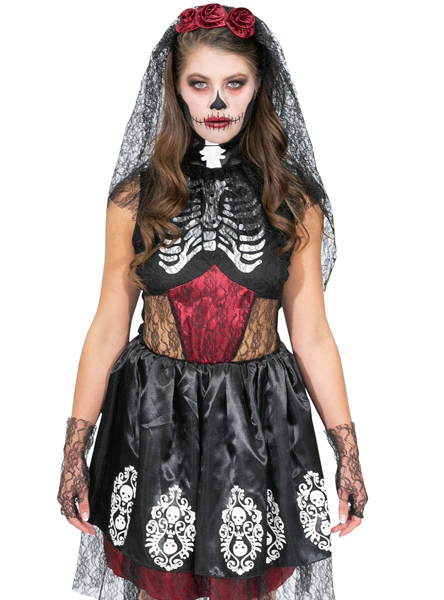 Womens Sugar Skull Day of the Dead Costume - Close Image