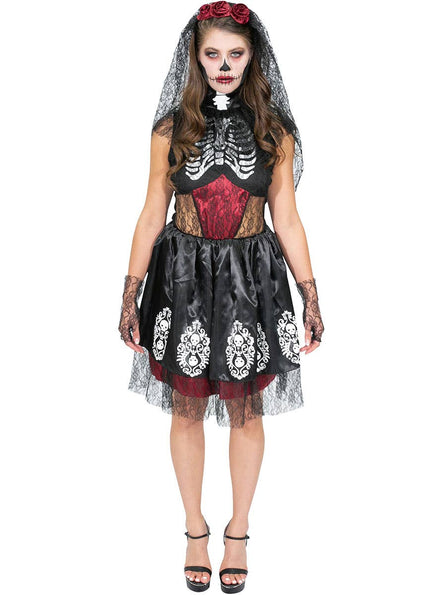 Womens Sugar Skull Day of the Dead Costume - Main Image