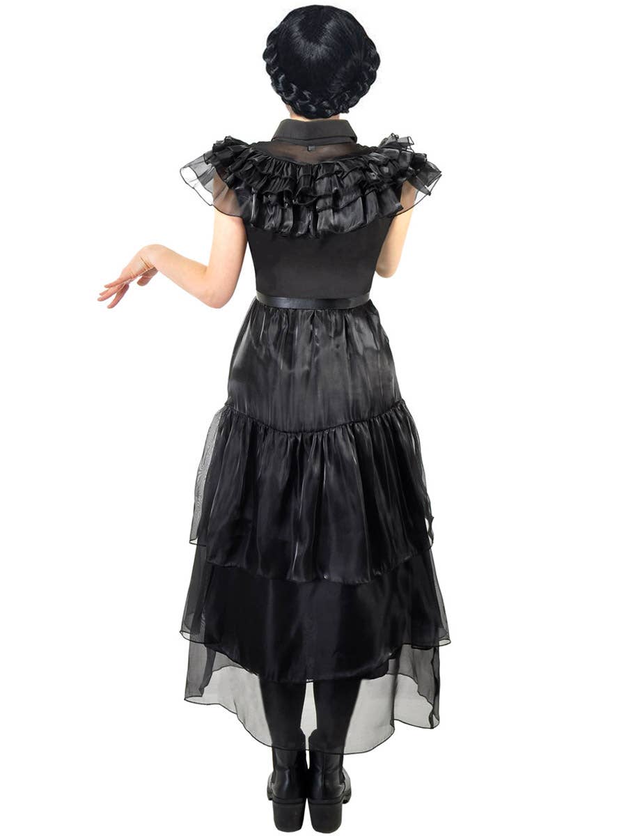 Image of Deluxe Women's Black Wednesday Party Dress Costume - Back View