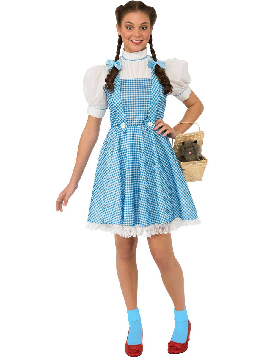 Teen Girls Blue Gingham Dorothy Wizard of Oz Storybook Costume - Main Image