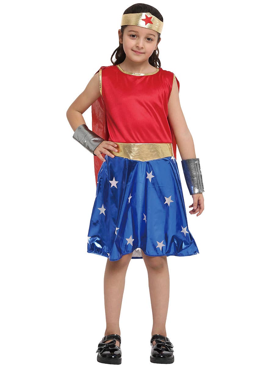 Image of Wonder Girl's Comic Book Superhero Costume - Front View