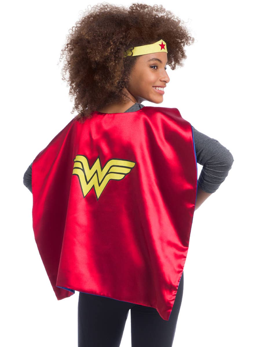 Image of Wonder Woman Girl's Costume Cape and Headband - Close Image