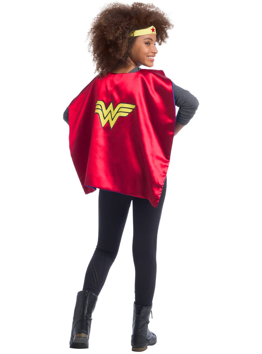 Image of Wonder Woman Girl's Costume Cape and Headband - Full Image