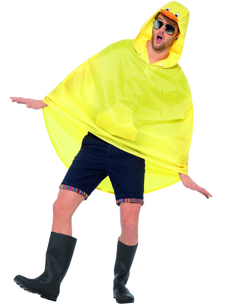 Image of Party Men's Yellow Duck Costume Poncho - Front Image