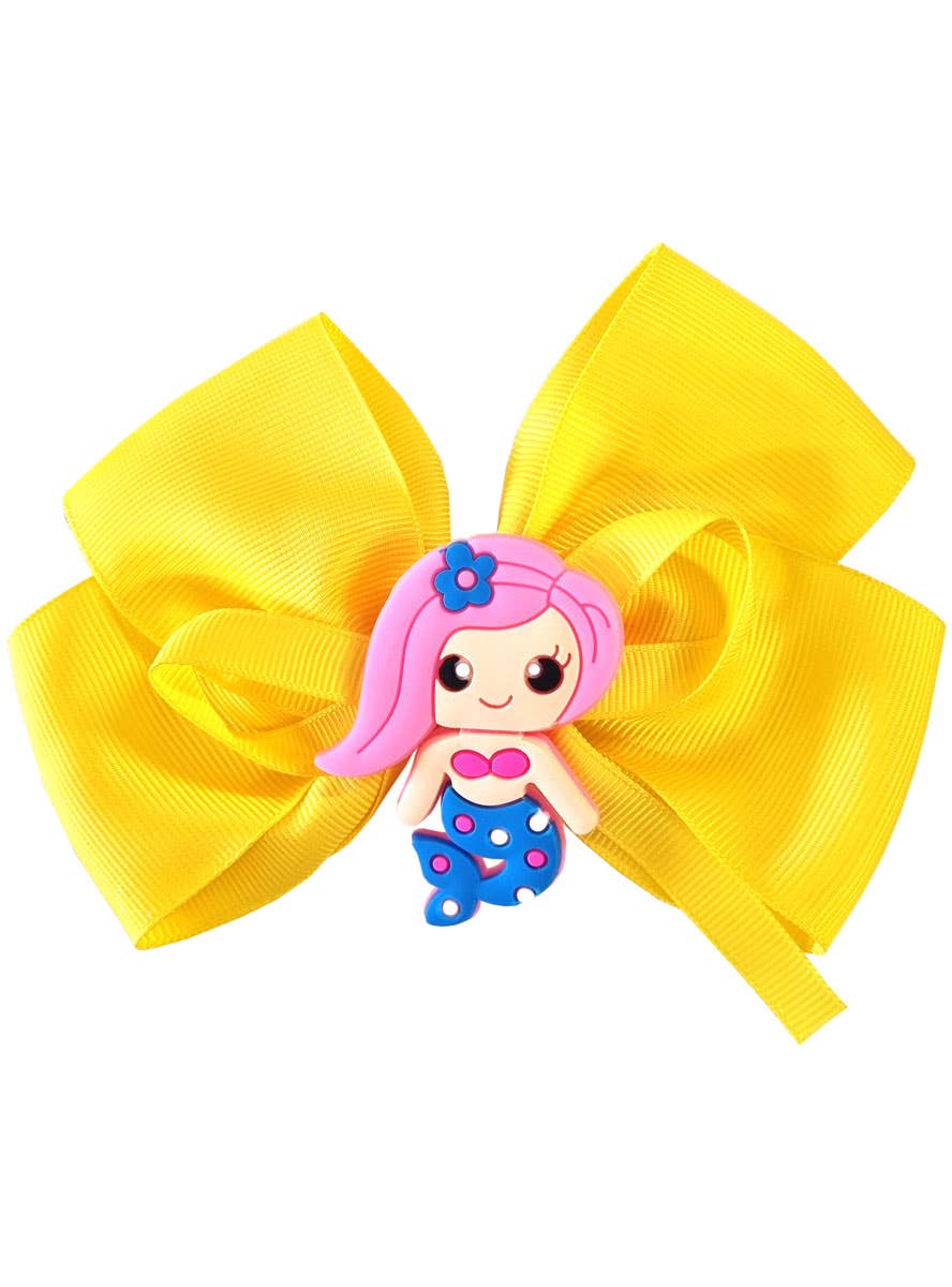Image of Bright Yellow Mermaid Hair Bow Costume Accessory - Main Image