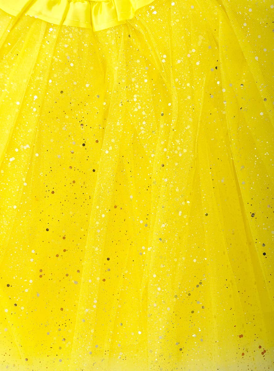 Image of Sparkly Yellow Glitter Tulle 40cm Adults Costume Tutu - Close Image