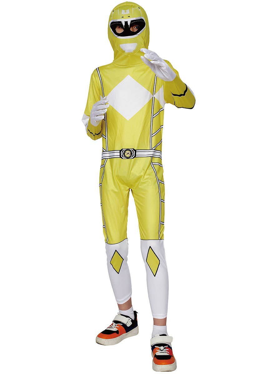 Image of Mighty Yellow Boy's Morphing Ranger Costume Jumpsuit - Alternate View