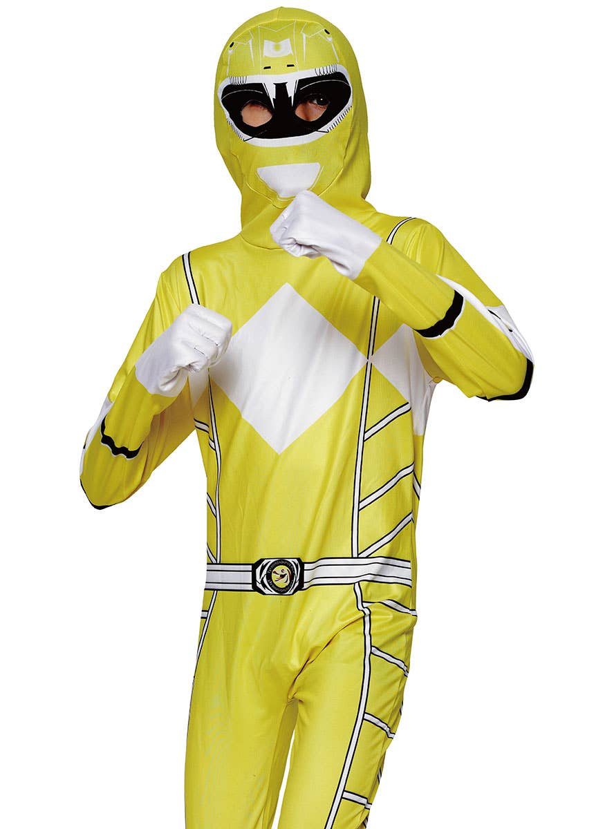 Image of Mighty Yellow Boy's Morphing Ranger Costume Jumpsuit - Close View