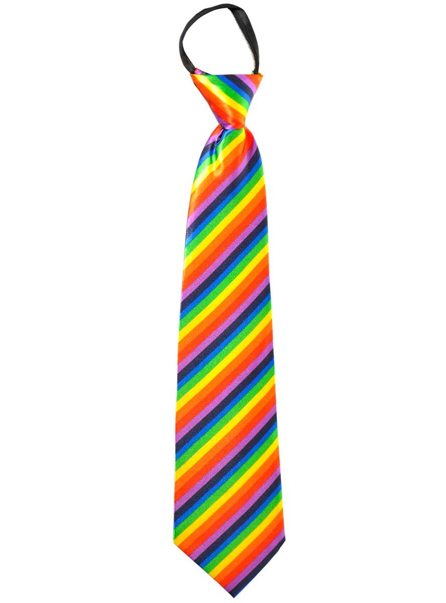 Image of Adjustable Zip Up Rainbow Striped Costume Neck Tie