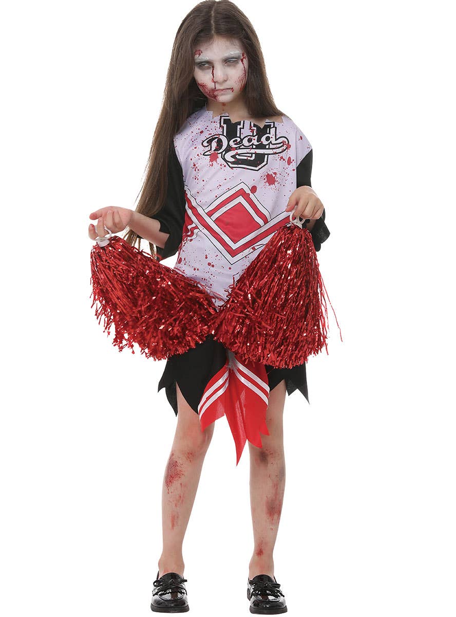 Image of Zombie Cheerleader Girls Halloween Costume - Alternate Image