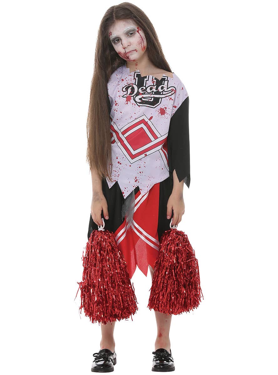 Image of Zombie Cheerleader Girls Halloween Costume - Front Image