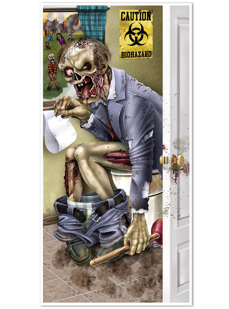 Image of Zombie Toilet Door Cover Halloween Decoration