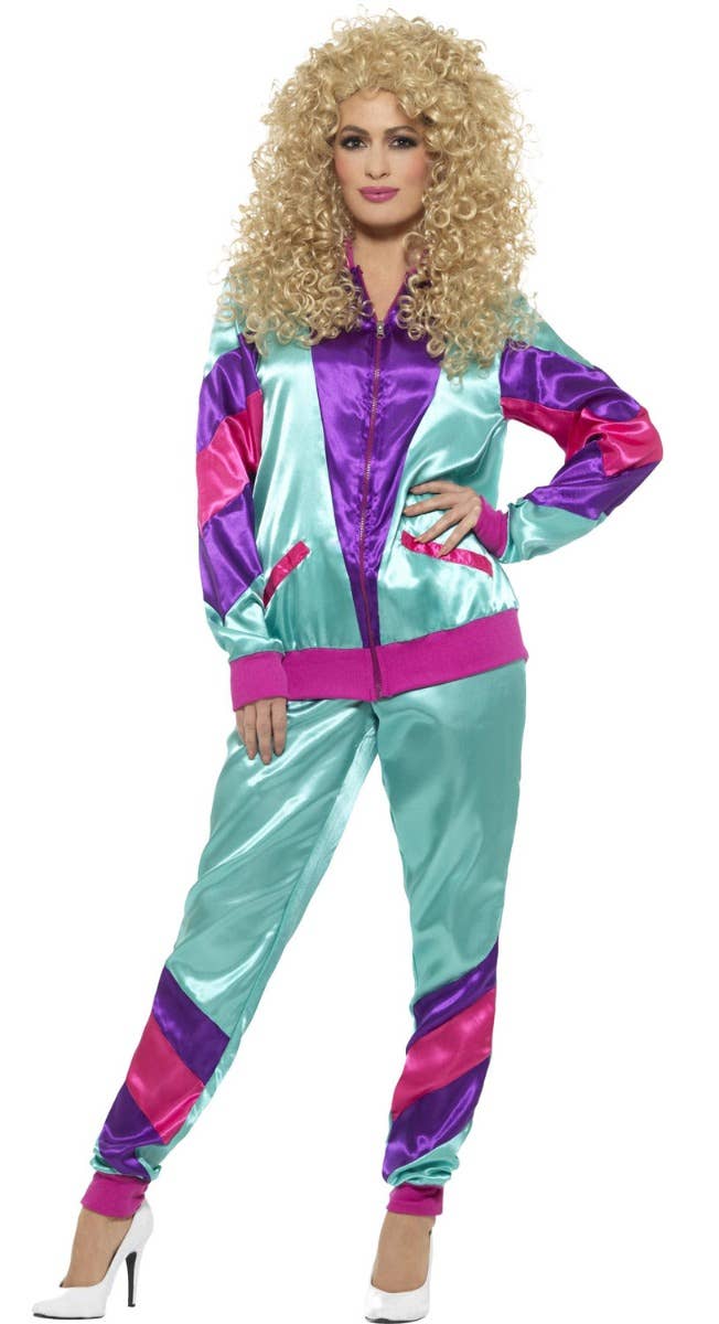 Womens Purple and Blue 80s Tracksuit